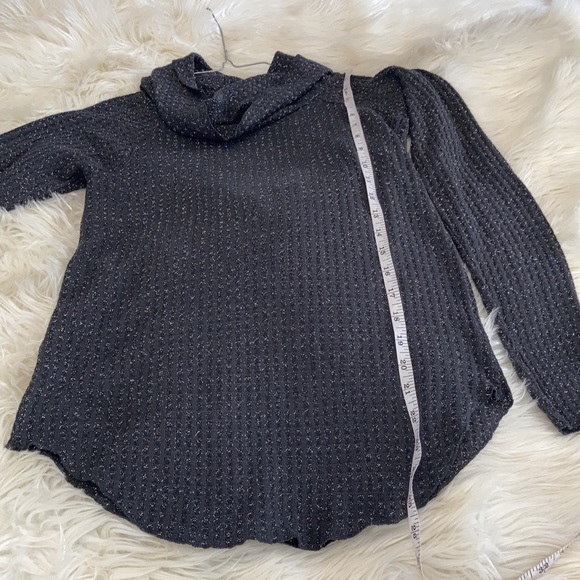 Chaser charcoal grey black glittery waffle knit funnel neck open back sweater - Picture 14 of 17